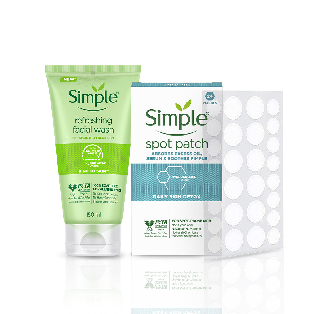 Refreshing Face Wash with Pro-Vit B5 + Vit E - 150ml & Spot Patch for Pimples and Acne 