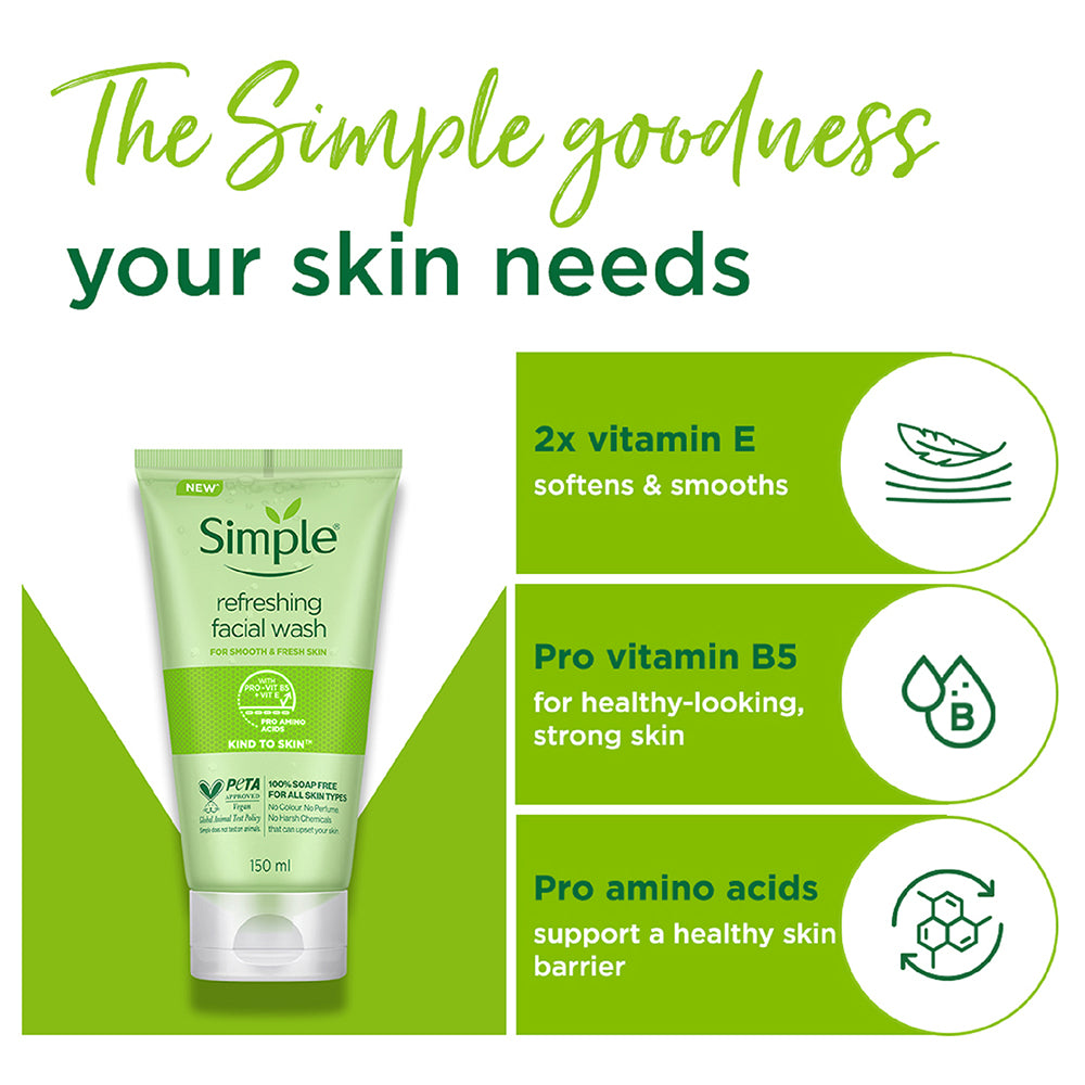 Refreshing Face Wash with Pro-Vit B5 + Vit E 150ml + Active Skin Barrier Care Restorative Rich Cream 